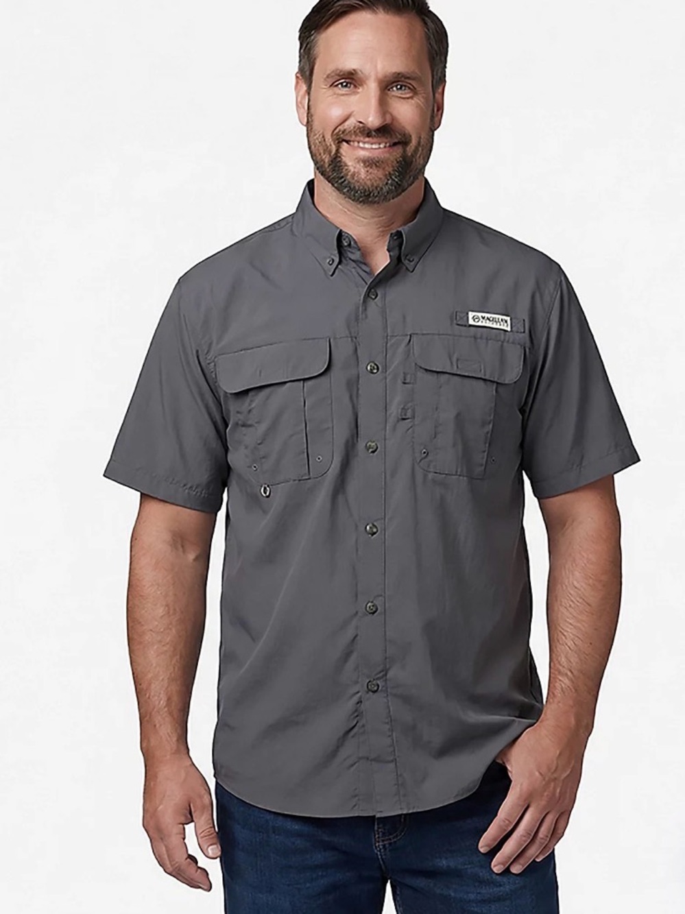 Magellan Men’s  Short-Sleeve Gray Fishing Shirt Size Small